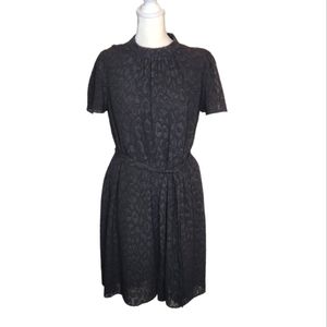 Draper James Jacquard Belted Dress Flutter Sleeves Black